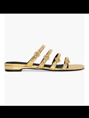 Rebecca Minkoff Gold Buckle Vegan Leather Women’s Sandals Size 7.5 NIB